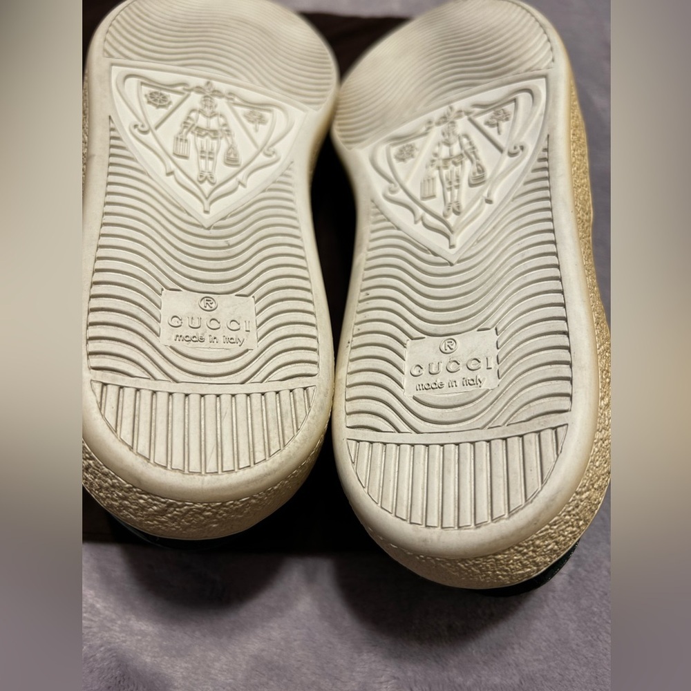 Gucci Black Suede Web Stripe Slip-On Sneakers Size 7.5 - Picture 14 of 15